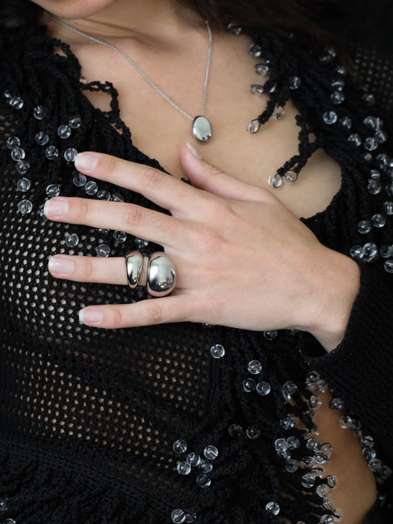 Model wearing Cara clip necklace