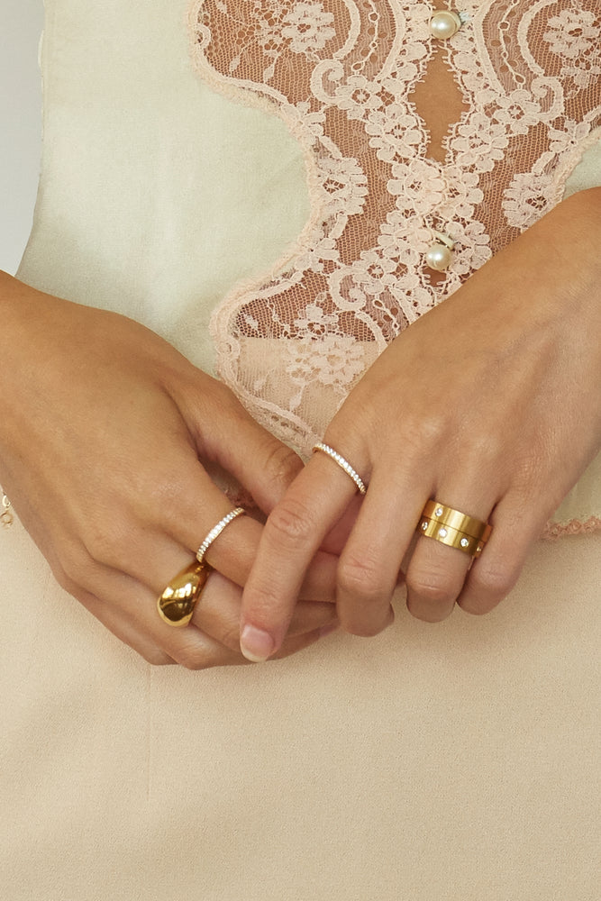 Small Gold Orb Diamond Gemma Ella Ring