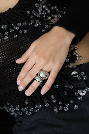 Large Silver Orb Ring - rollover