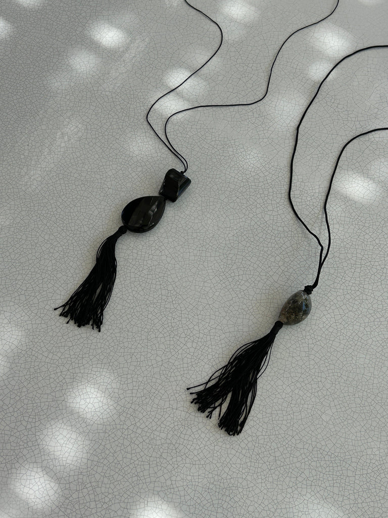 Onyx Tassel Necklace necklace Bagatiba