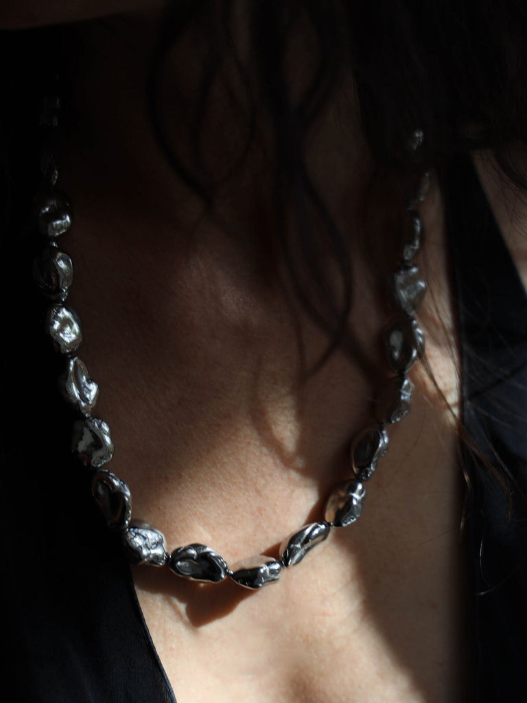 Silver Pearl Necklace Necklace bagatiba