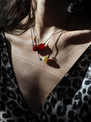 Yellow Jade Beaded Necklace - rollover