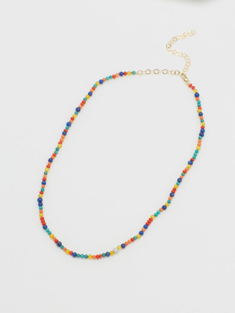 Full view flat lay at an angle 14K Diamond Multi-Bead Necklace Necklace bagatiba