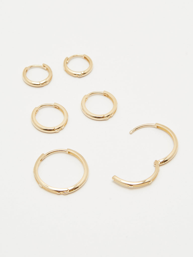 14K Medium Huggie Hoops Earrings Bagatiba