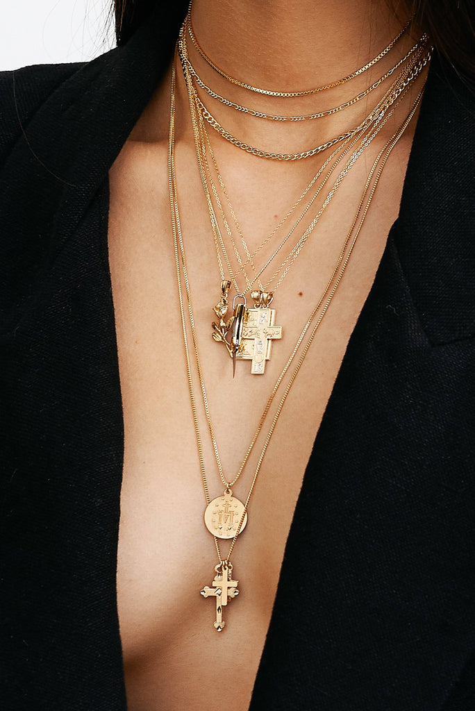 Cropped Model view of 313 Choker mixed with many other styles  Bagatiba