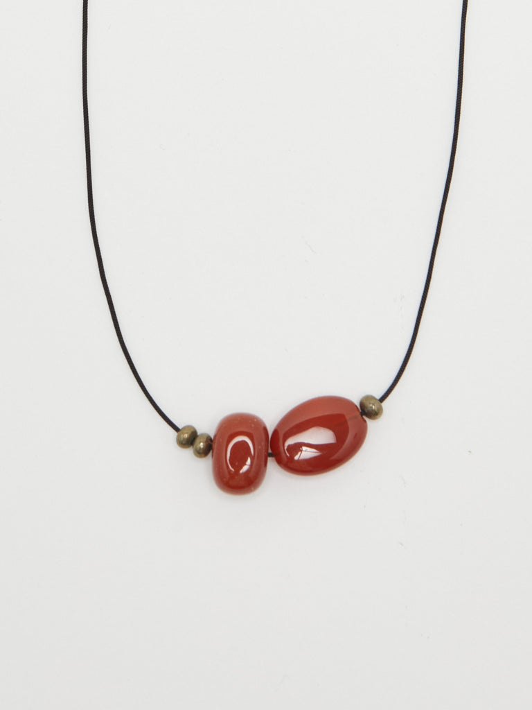 Double Red Agate Necklace necklace flat lay