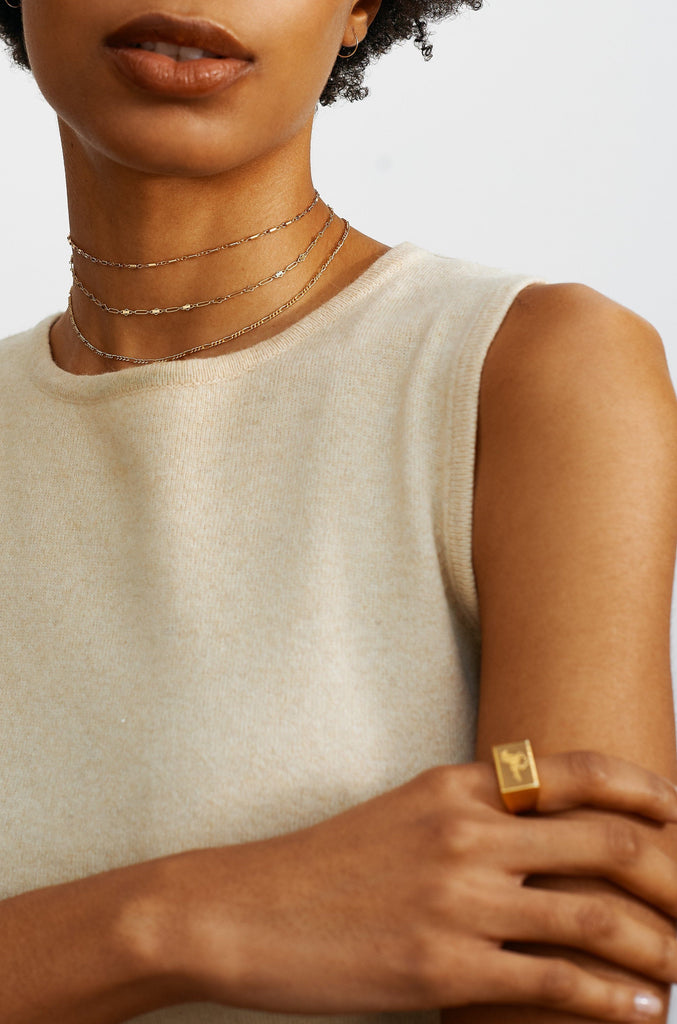 Model wearing Horse Signet Ring charm Bagatiba