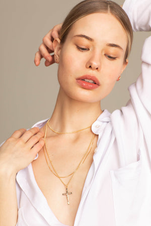 Long Roller Cross Necklace - rollover