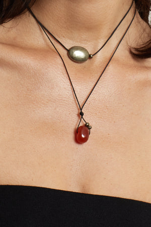 Oval Pyrite Necklace - rollover