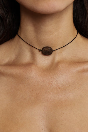 Oval Wood Bead Necklace - rollover