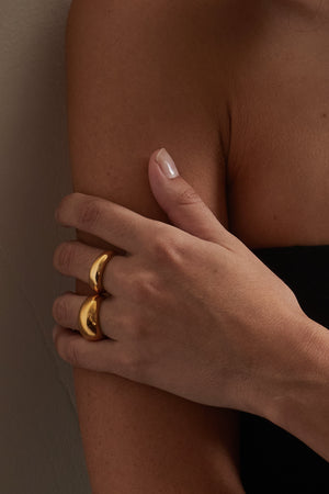 Thin Gold Orb Ring - rollover