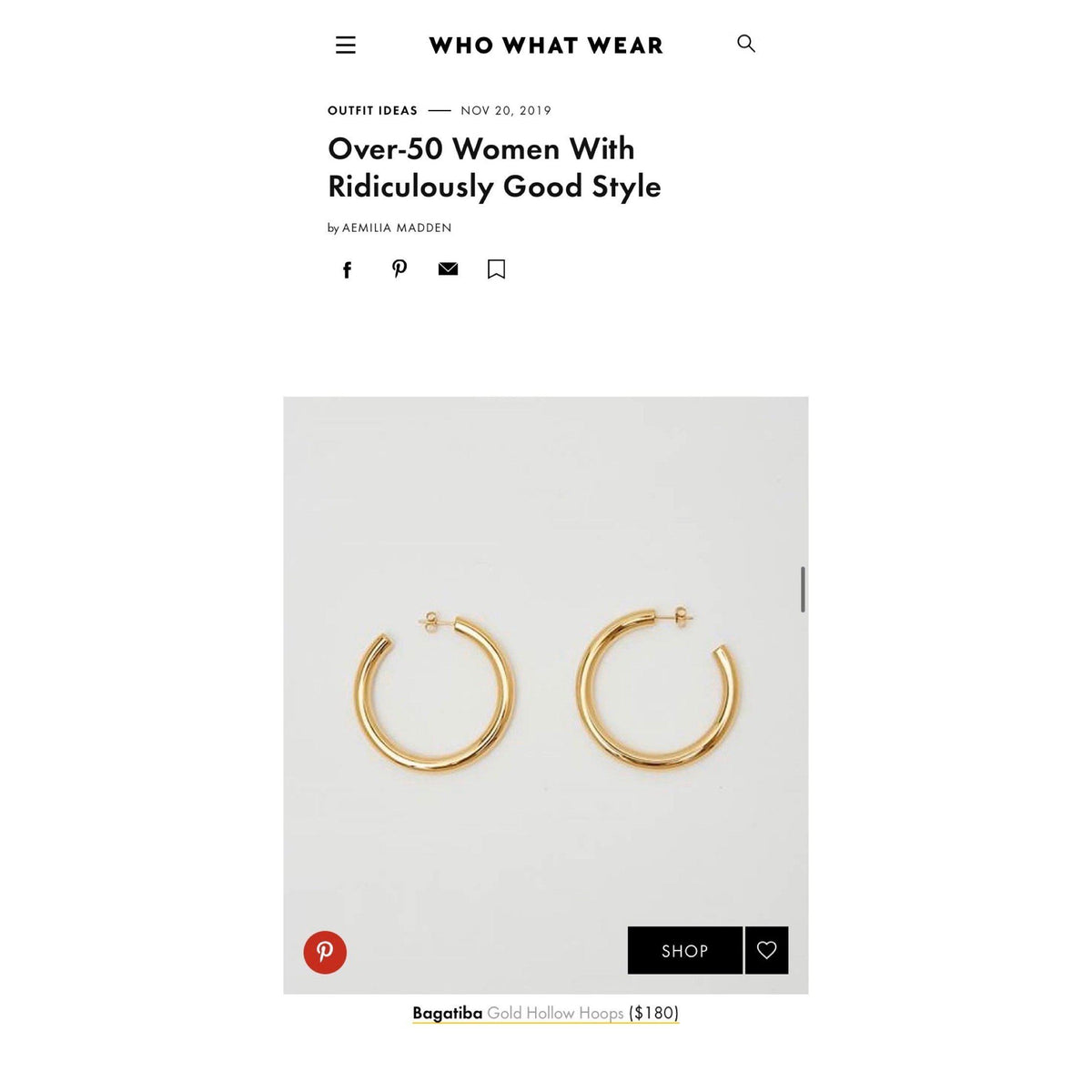 GOLD HOLLOW HOOPS ON WHO WHAT WEAR