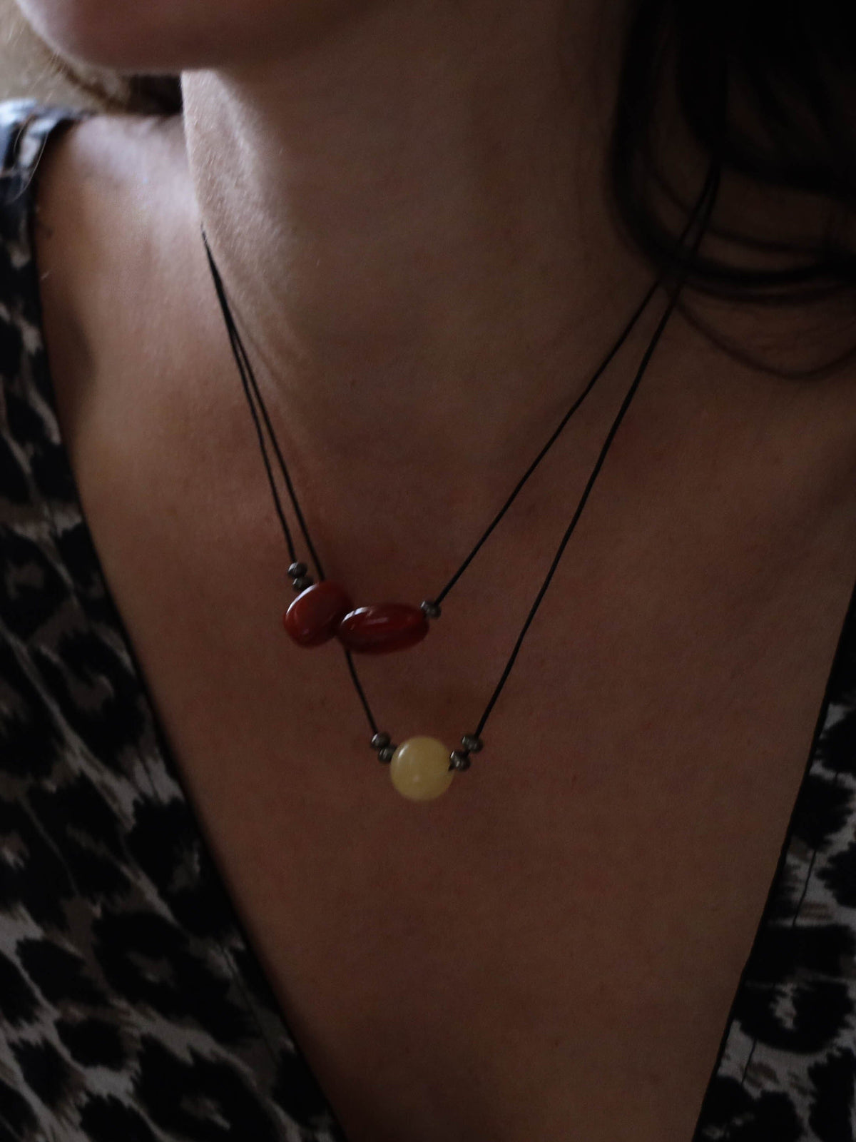 Double Red Agate Necklace necklace Bagatiba 