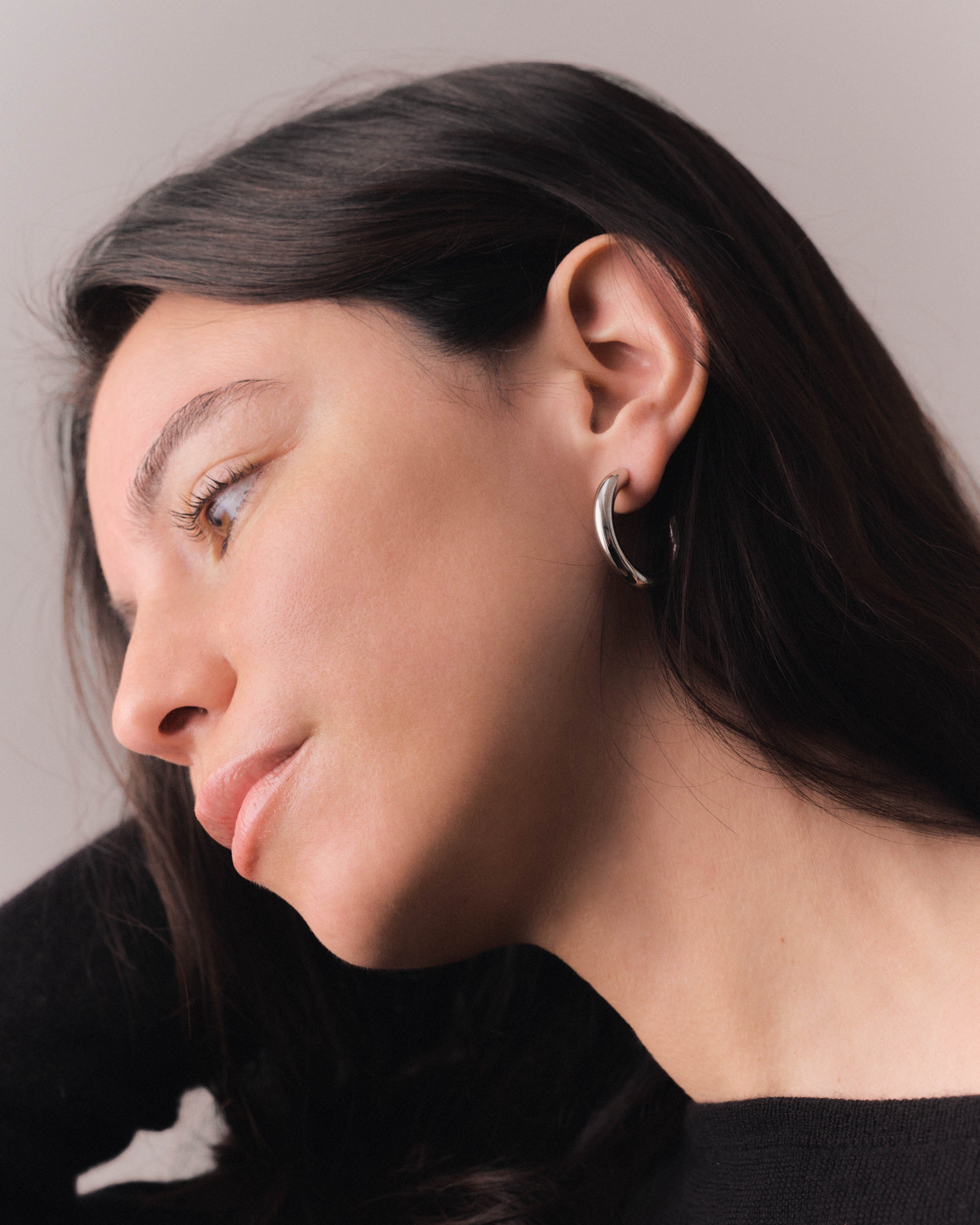 Mini Silver Hollow Hoops Earrings Bagatiba 