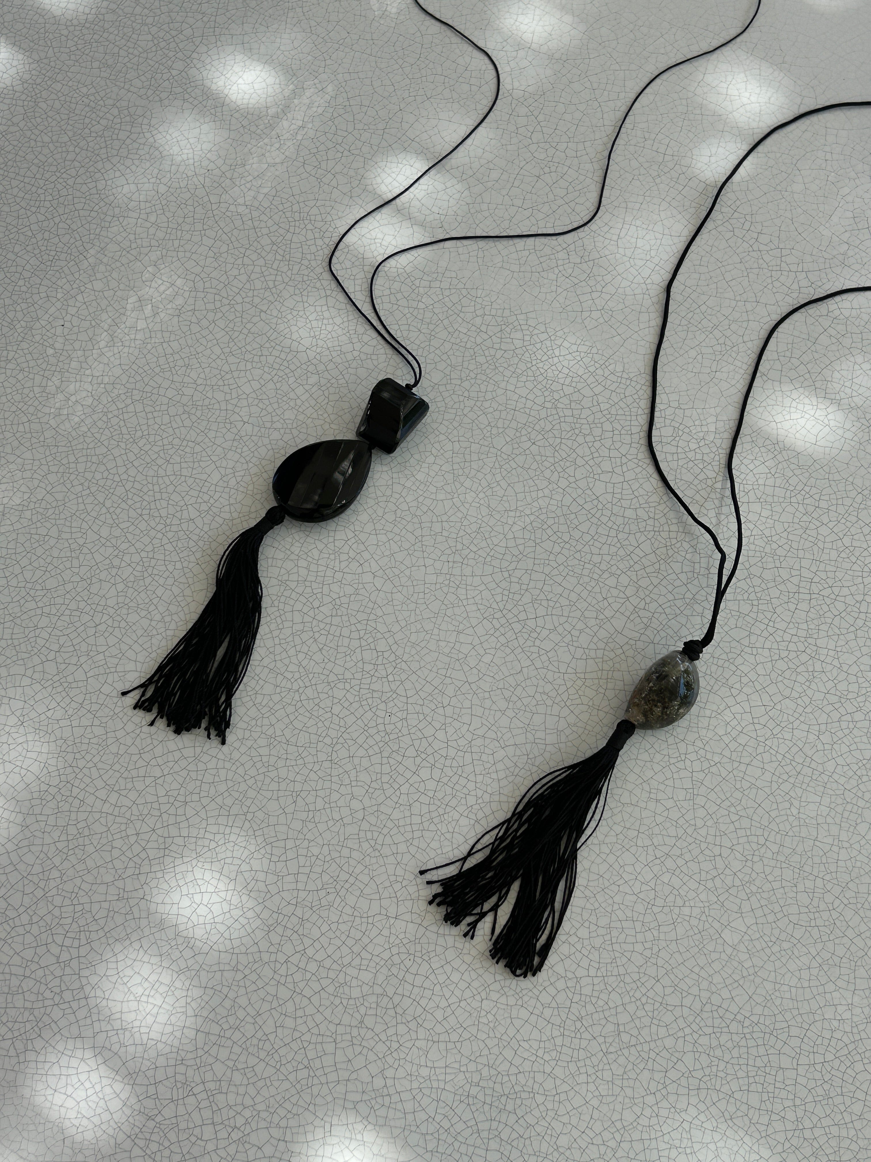 Onyx Tassel Necklace necklace Bagatiba 