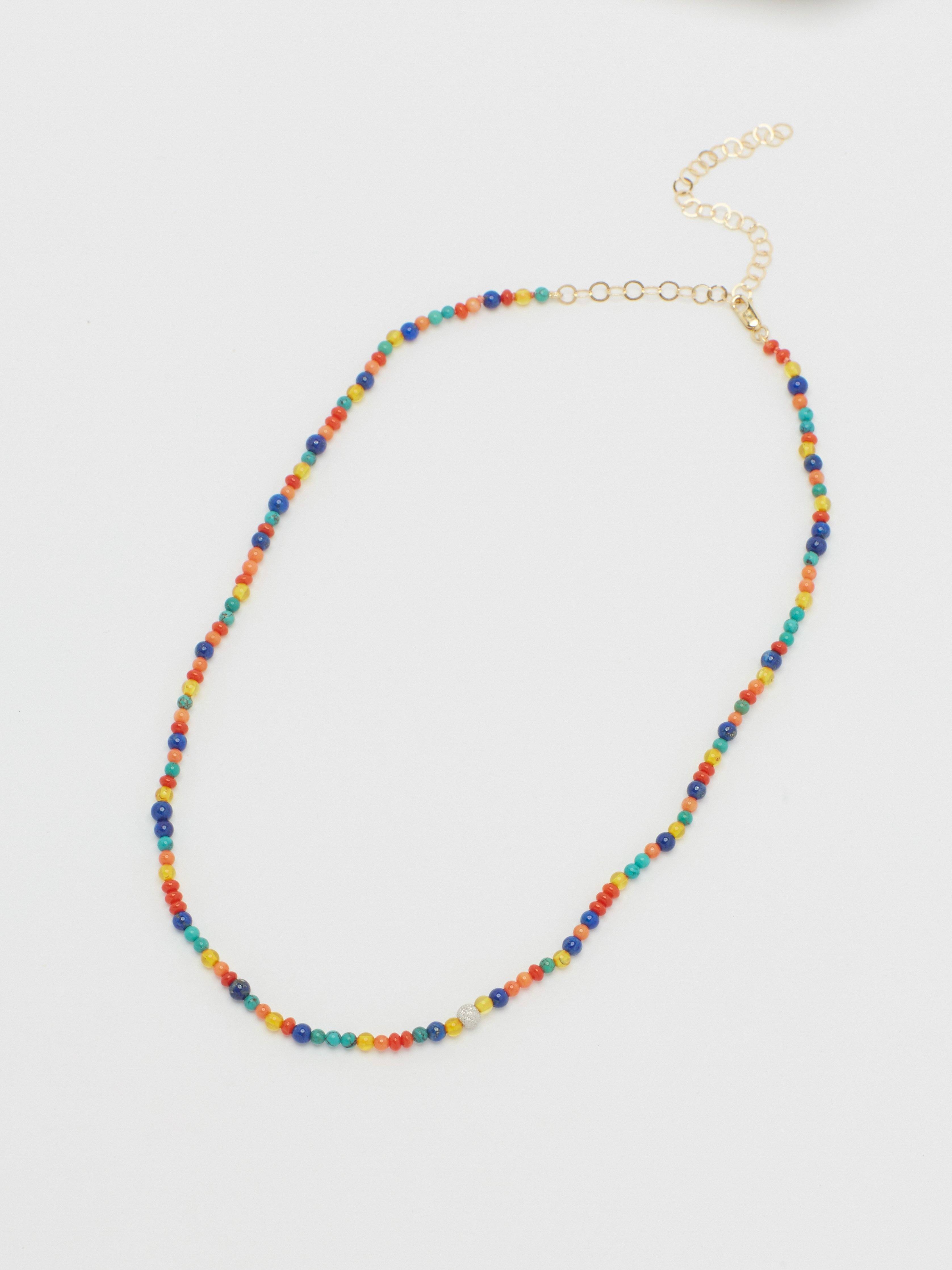 Full view flat lay at an angle 14K Diamond Multi-Bead Necklace Necklace bagatiba 