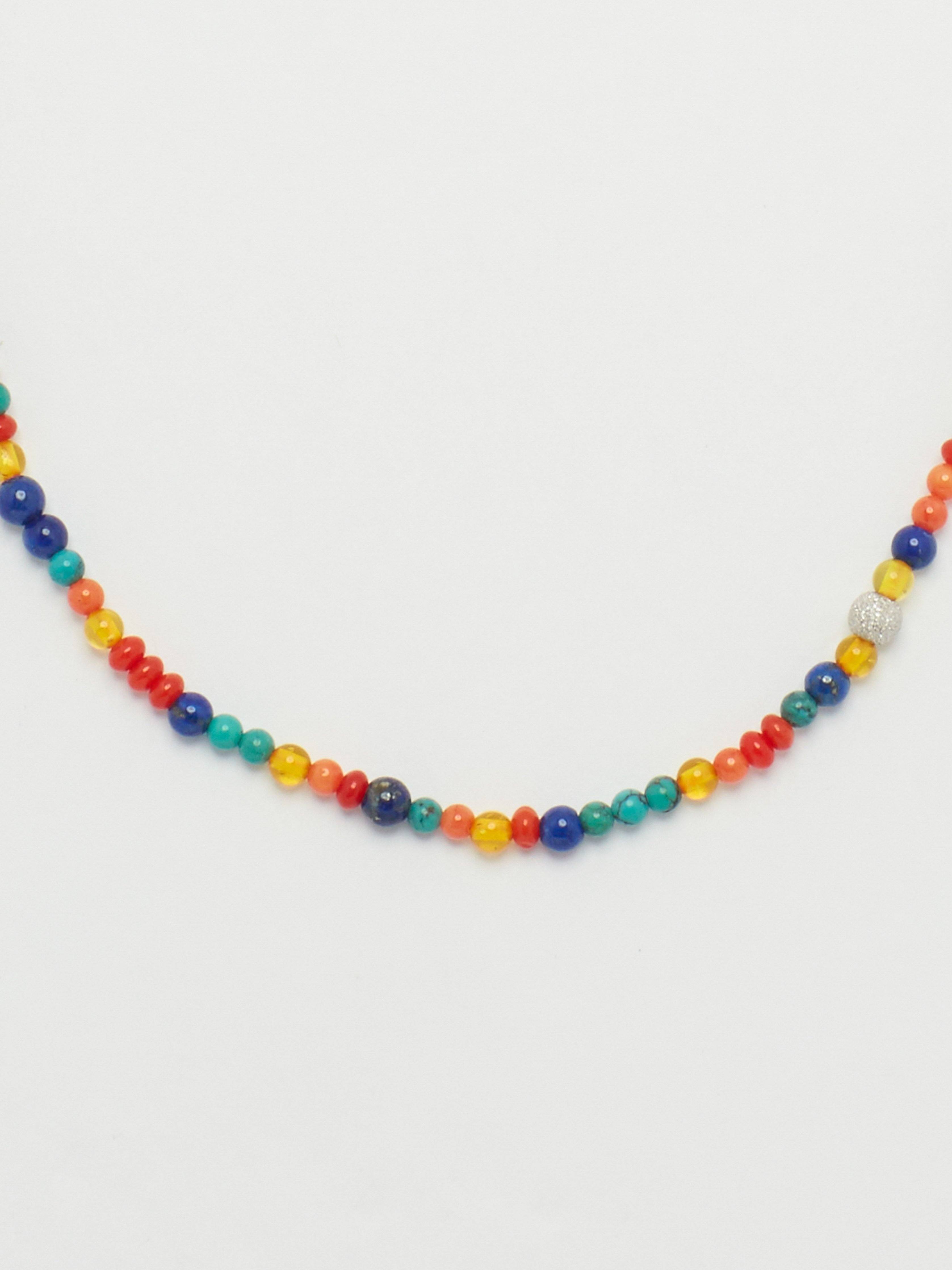 Flat lay cropped view of 14K Diamond Multi-Bead Necklace Necklace bagatiba 