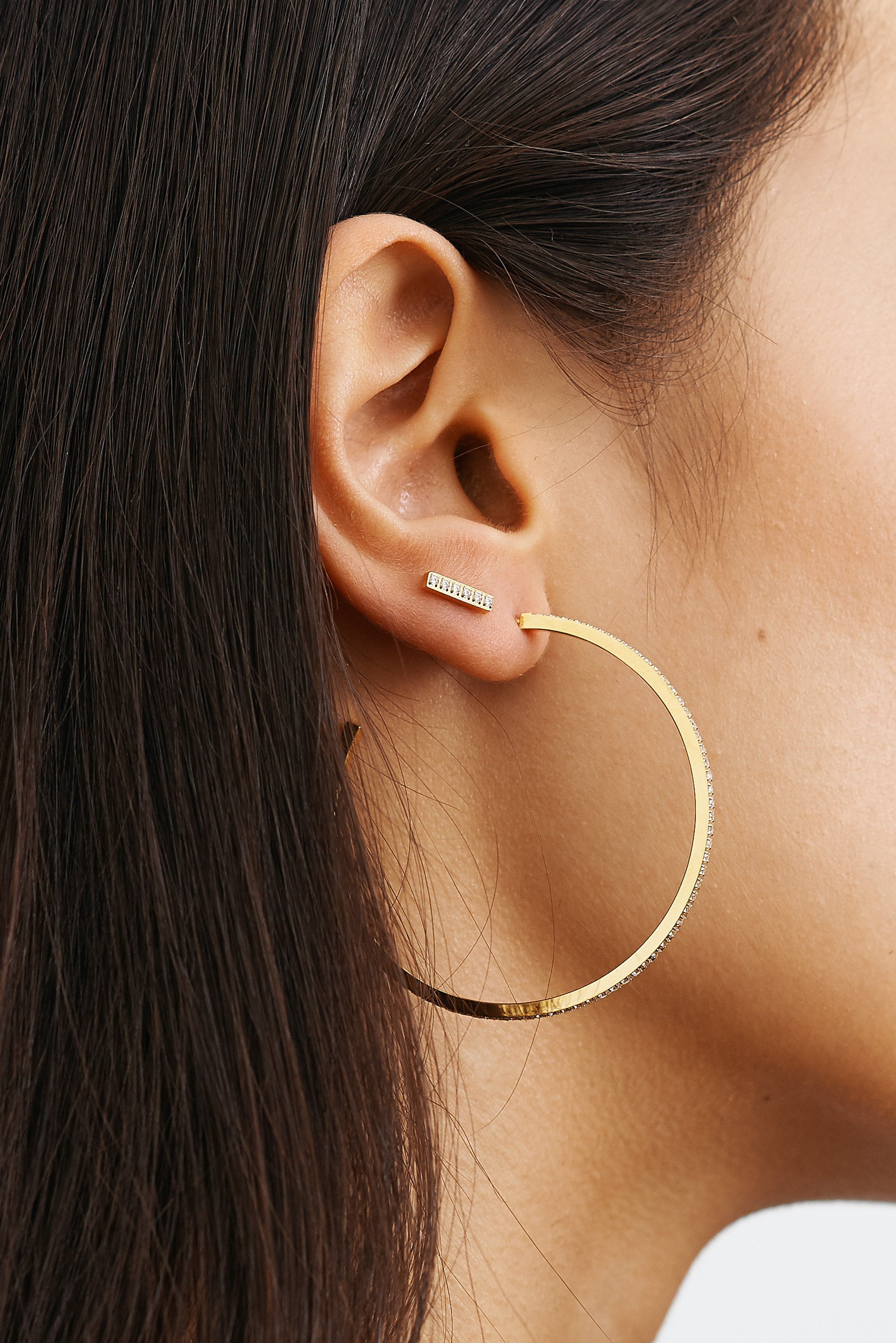 Diamond Bar Studs Earrings Bagatiba 