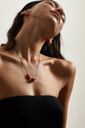 Double Red Agate Necklace - rollover