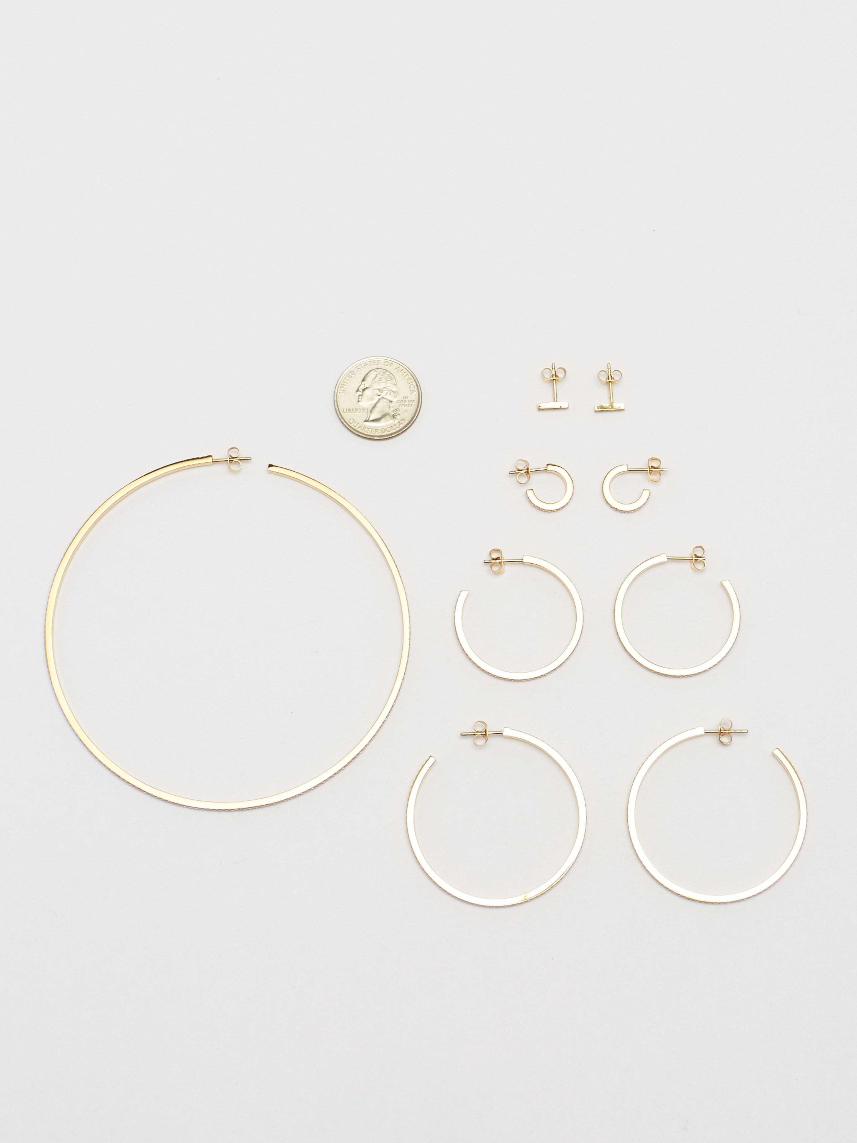 Full collection flat lay including the Medium Diamond Hoops Earrings Bagatiba 