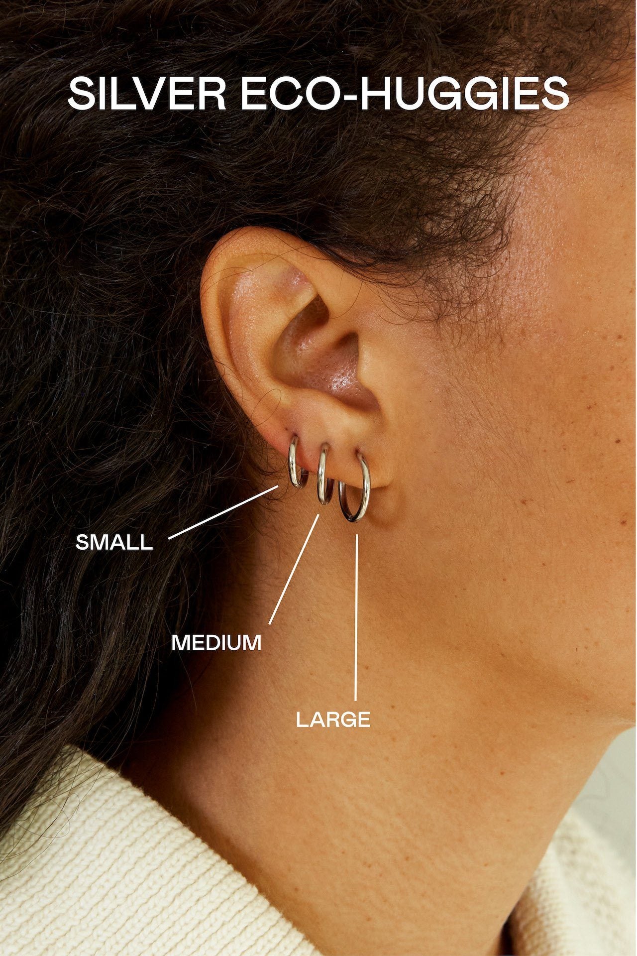 Medium Silver Eco Huggies Earrings Bagatiba 