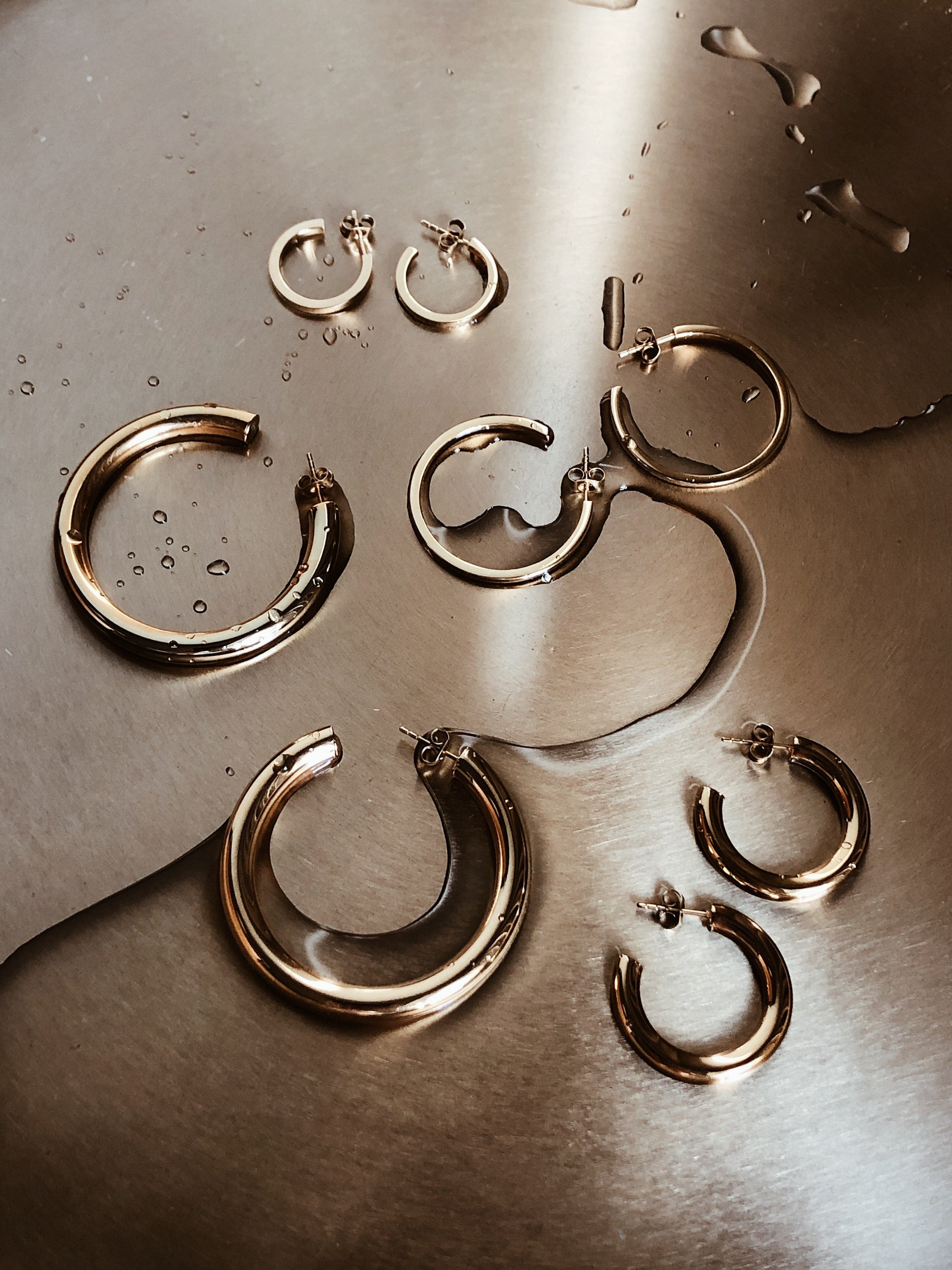 Mini Gold Hollow Hoops Earrings Bagatiba 