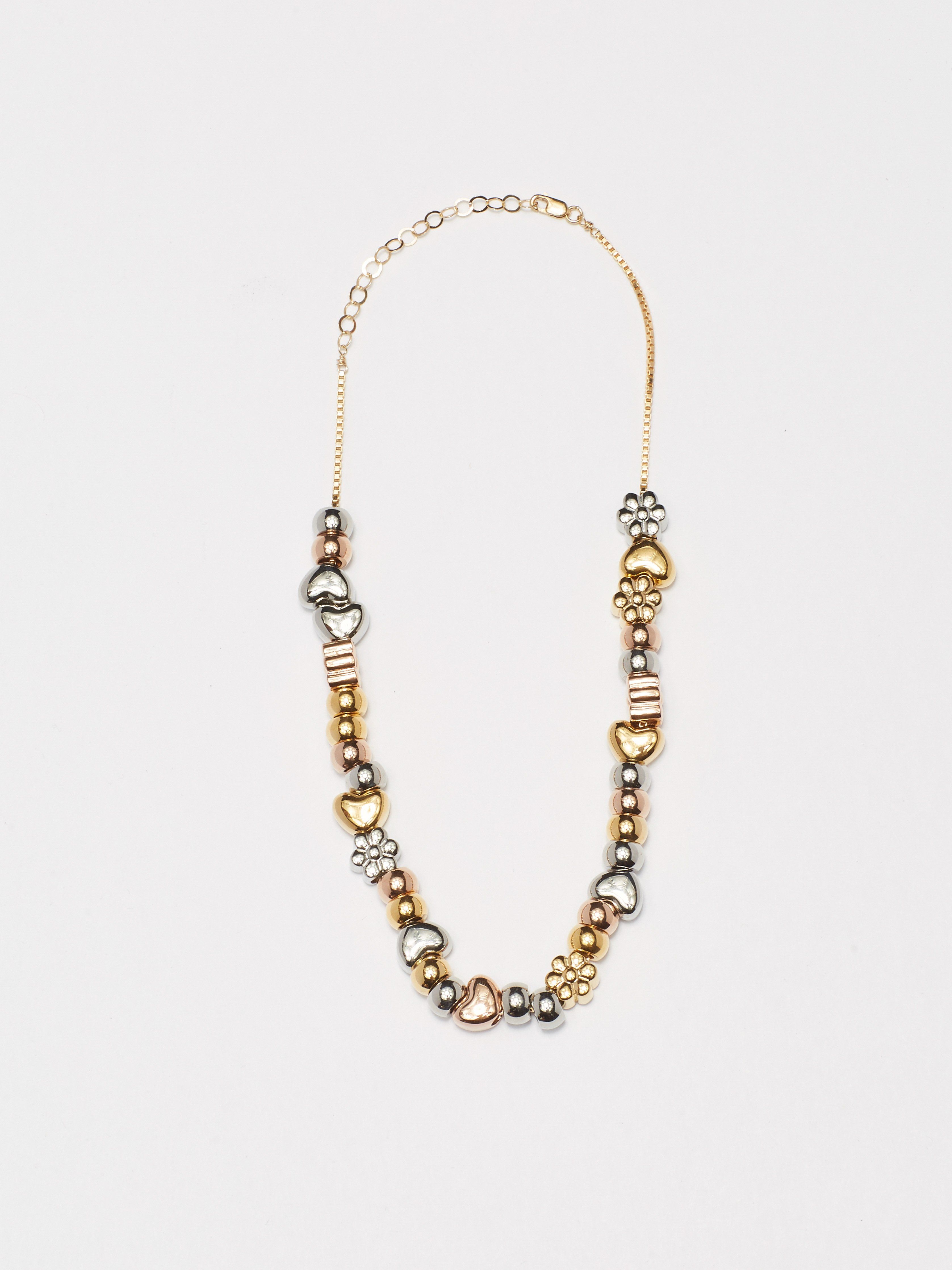 Full view flat lay of Multi-Color Bead Sets on Vintage Square Choker Chain by Bagatiba 