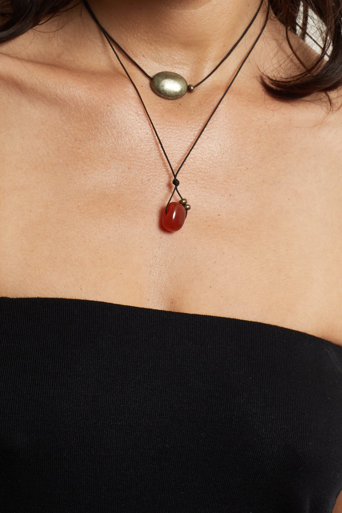 Red Agate Drop Necklace necklace Bagatiba close up on skin