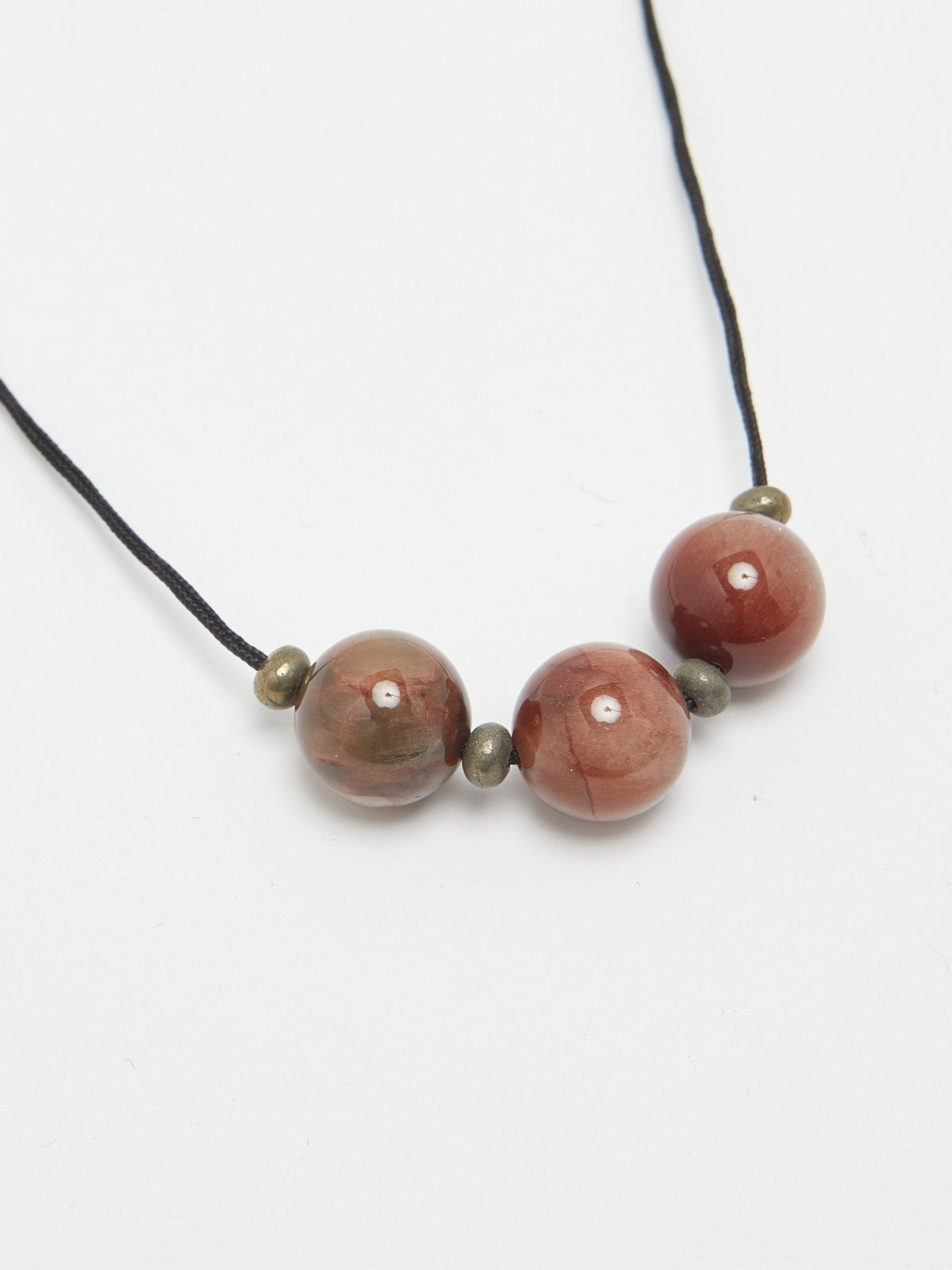 Rutilated Quartz Trio Necklace necklace Bagatiba close up flat lay