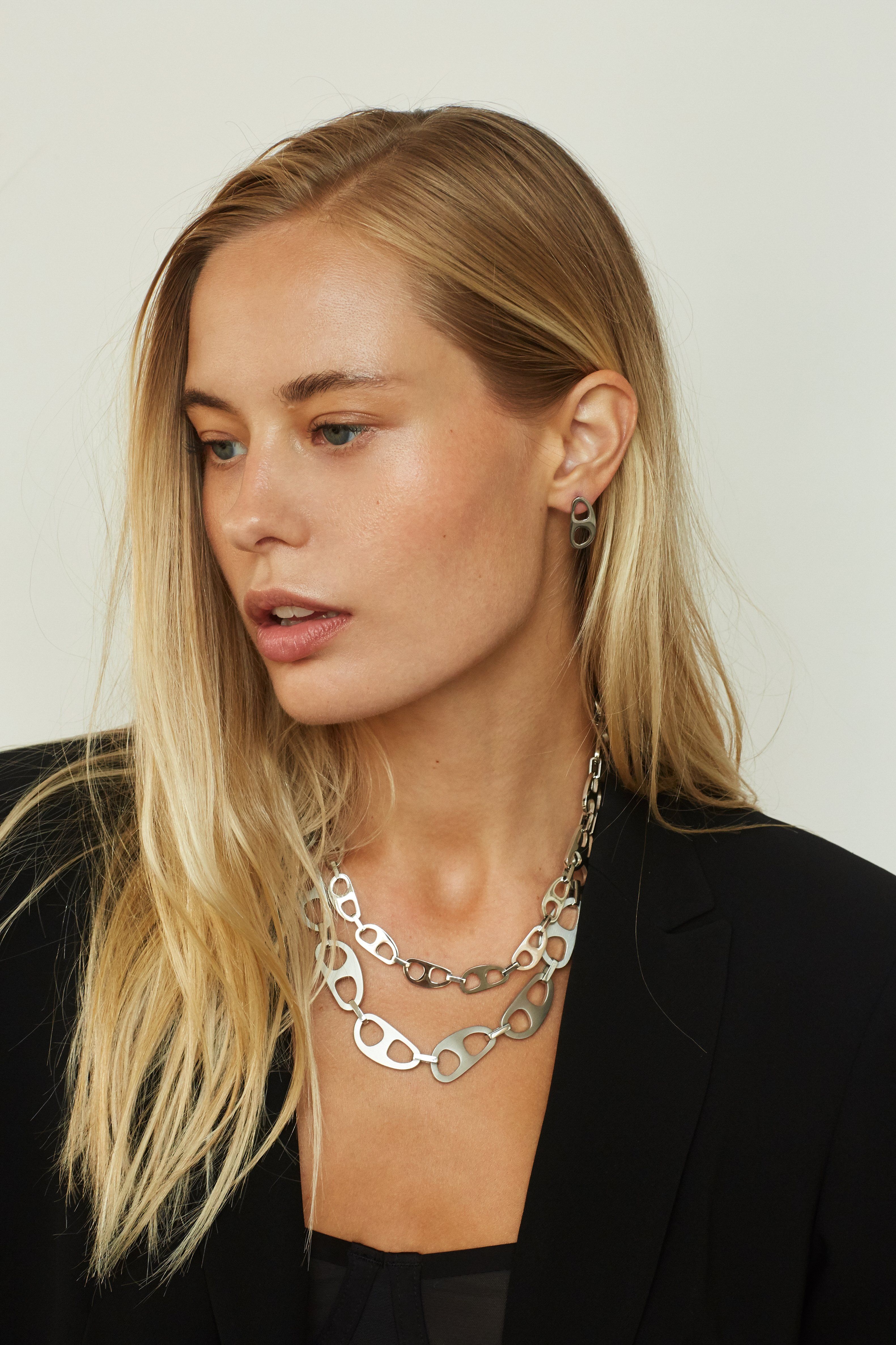 Silver Brushed Tab Necklace Necklace bagatiba 