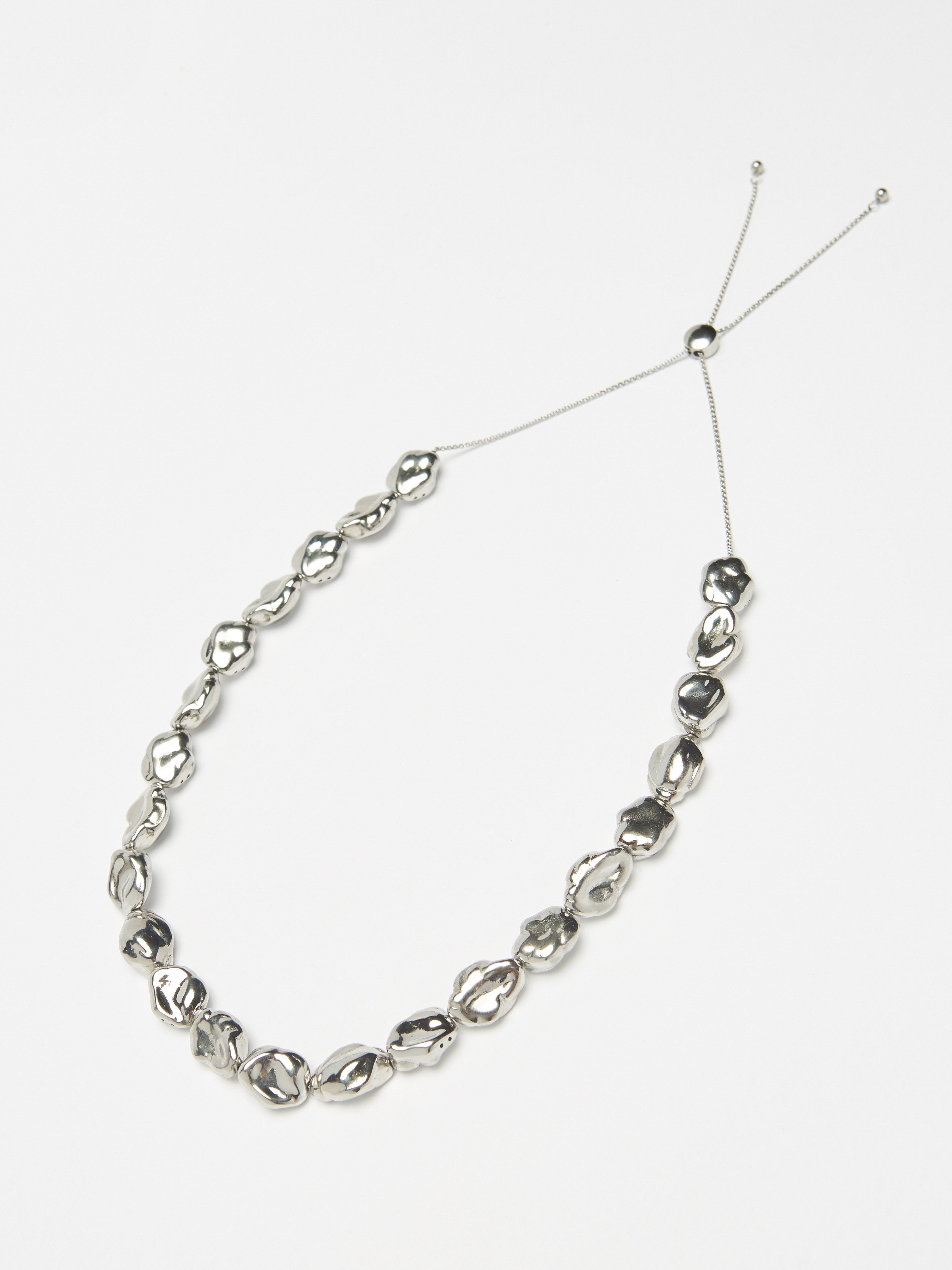 Full view flat lay of Silver Pearl Necklace Necklace bagatiba 