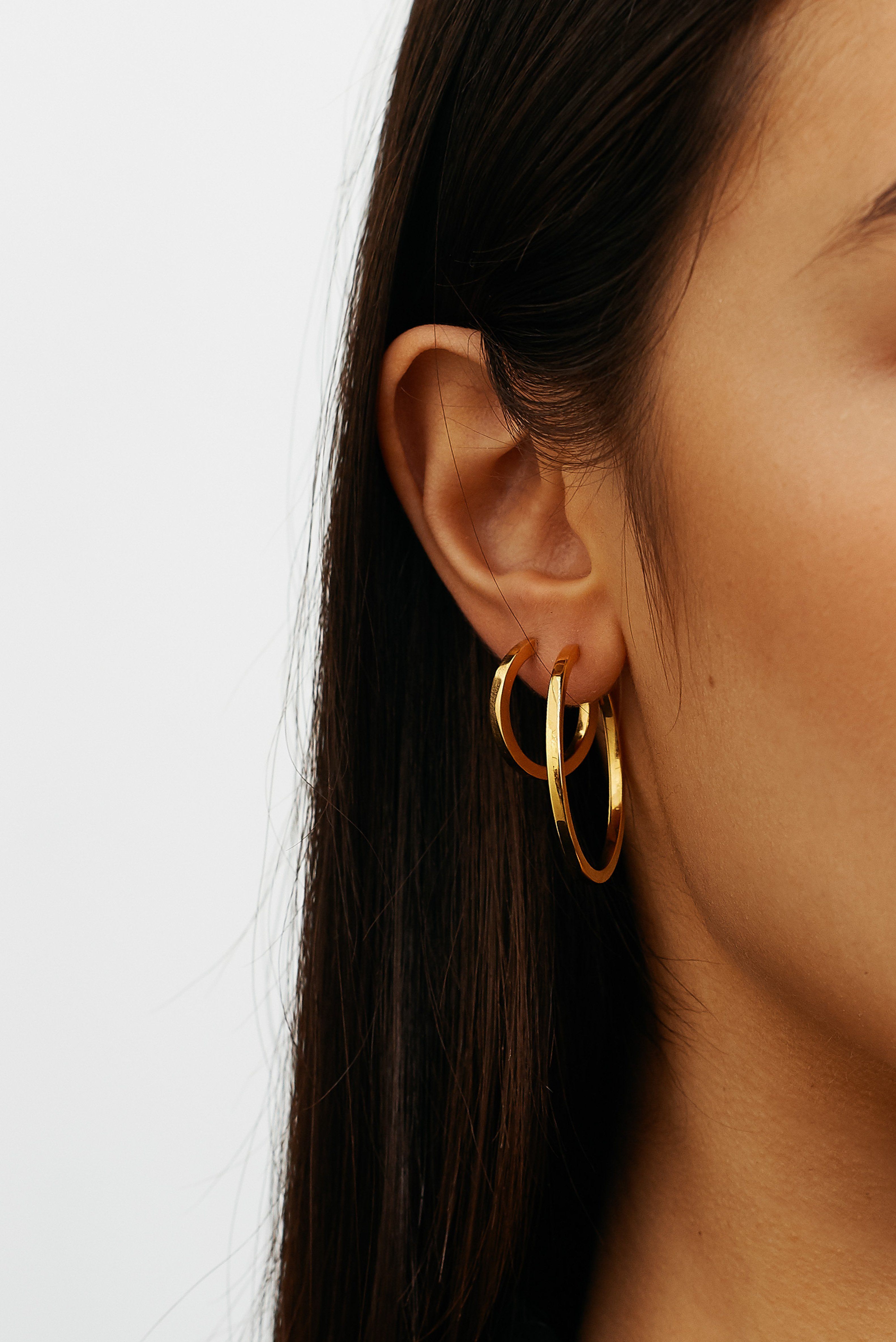 Simple Gold Hoops Earrings Bagatiba 