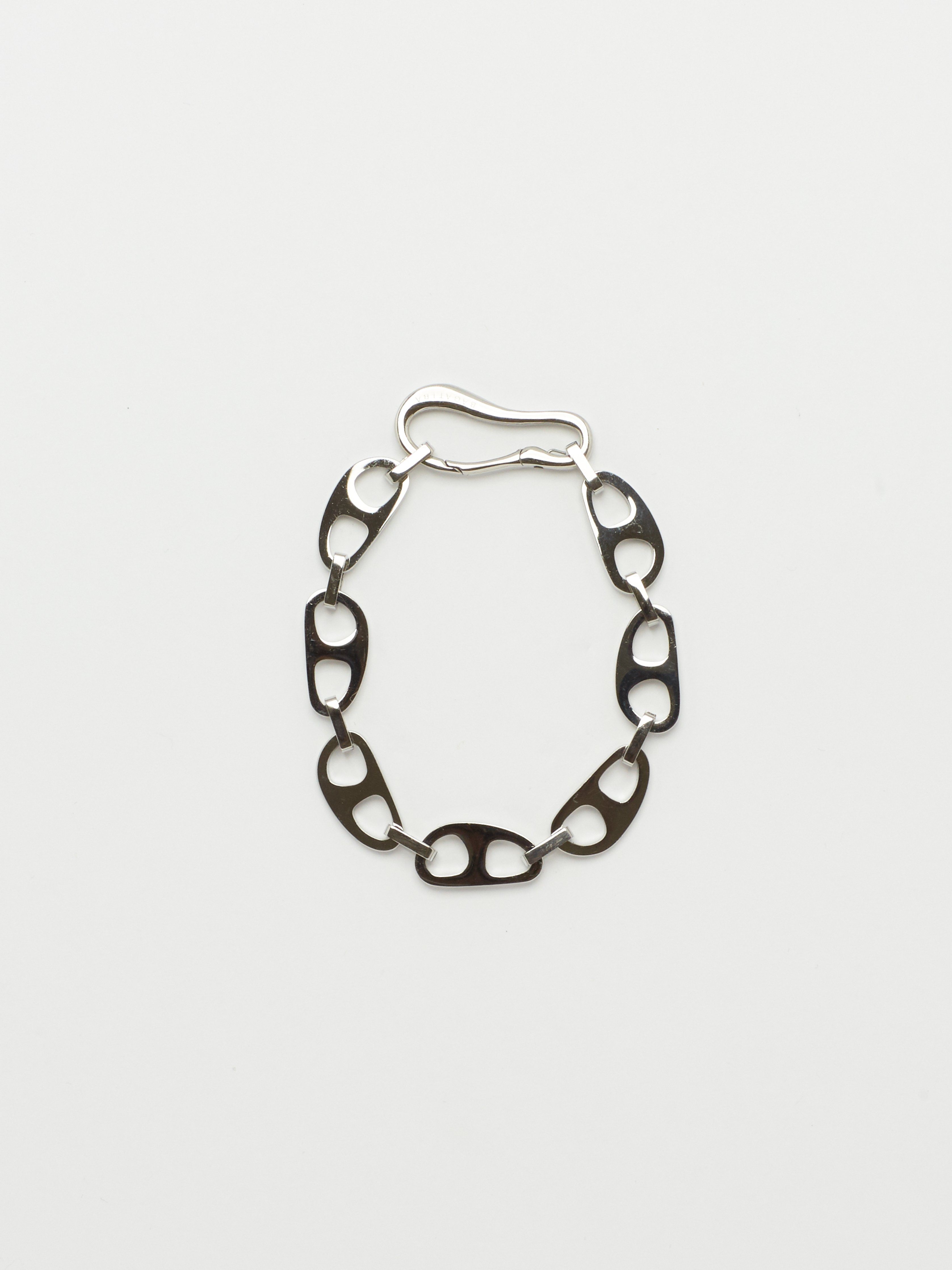 Full view flat lay of Small Silver Tab Bracelet Necklace bagatiba 