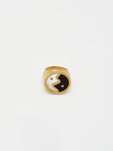 Yin Yang Glass Ring